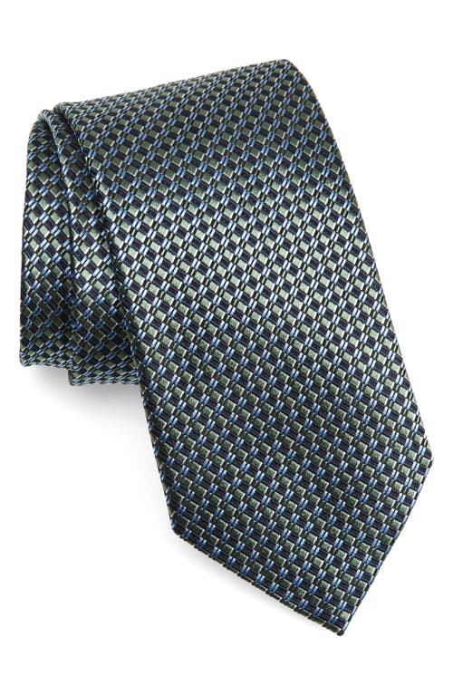 Paglie Geometric Pattern Silk Tie in Green