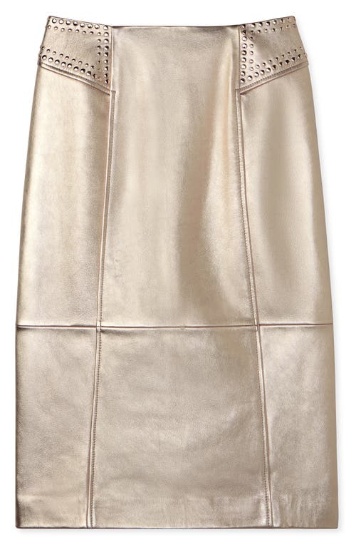 St John St. John Collection Metallic Leather Skirt In Champagne