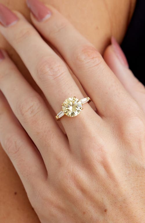 Savvy Cie Jewels 18k Gold Plated Round Canary And Baguette Ring In Yellow