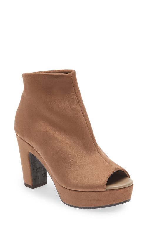 Tyra Peep Toe Platform Bootie in Natural Stretch Suede