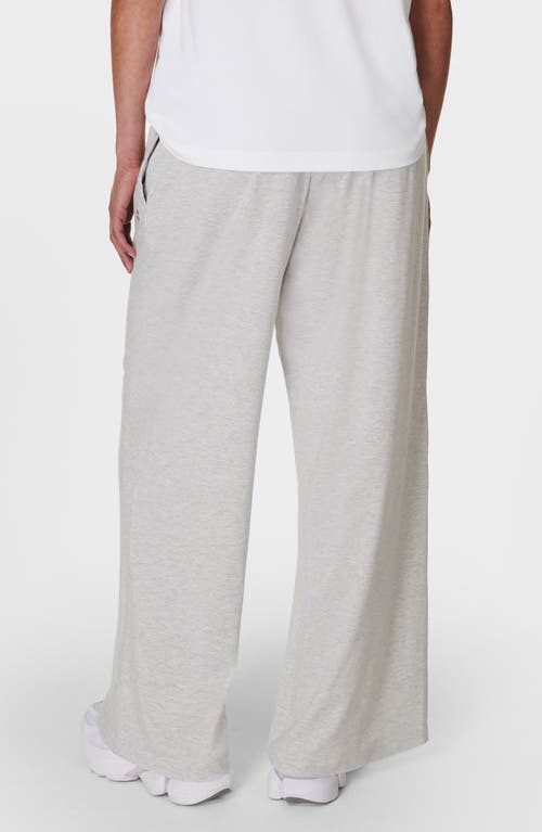 Shop Sweaty Betty Stretch Modal Knit Wide Leg Pants In Light Grey Marl