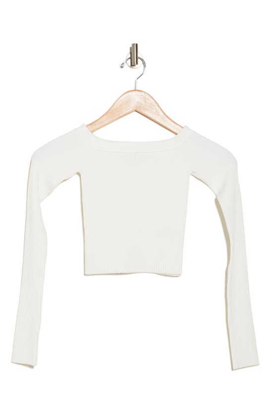Alice And Olivia Jeanne Off The Shoulder Rib Sweater In Soft White