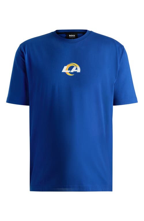 Shop Hugo Boss Boss X Nfl Stretch Cotton Graphic T-shirt In Los Angeles Rams - Blue