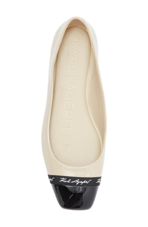 Karl Lagerfeld Paris Zayne Cap Toe Ballet Flat In Dusty Nude/black