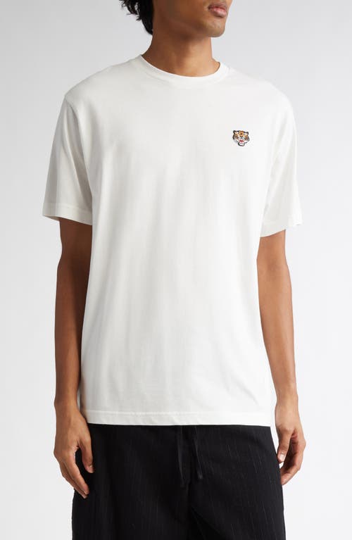 KENZO Lucky Tiger Embroidered Classic T-Shirt in Off White 