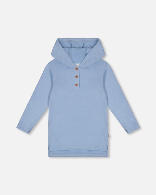 Shop Deux Par Deux Little Girl's Hooded Rib Tunic Light Blue In Air Blue