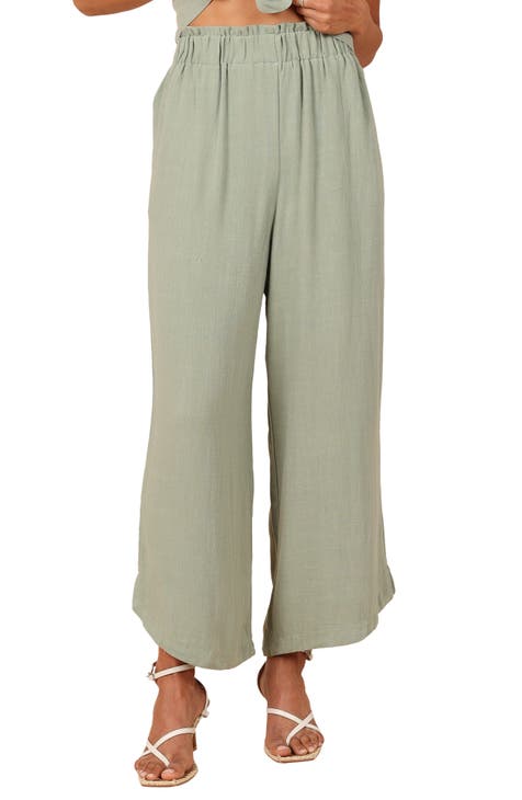 QLXDSD Linen Pants Women's Summer high Waist Pants Wide Leg Loose