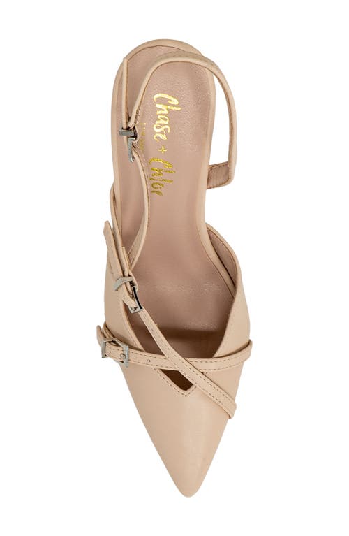 Shop Chase & Chloe Chase And Chloe Buckle Bands Slingback Pump In Beige