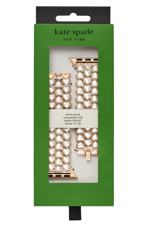 Kate Spade New York Heart Shape Imitation Pearl 20mm Apple Watch® Bracelet Watchband In Rose Gold