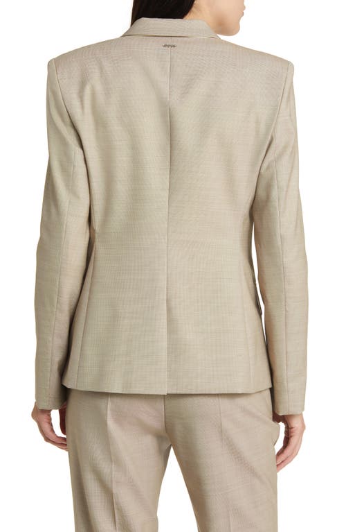 Hugo Boss Janeri Virgin Wool One-button Blazer In Deep Champagne Melange