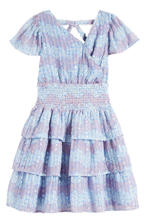 bcbg Kids' Tiered Dress Blue Multi at Nordstrom,