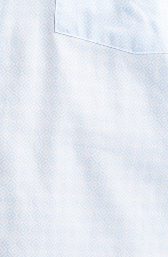 Shop Johnston & Murphy Diamond Print Cotton Button-up Shirt In Blue