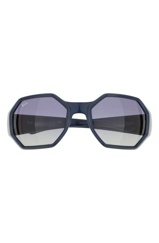 NWT Ray-Ban Navy Blue 59MM Octagon Wrap Around Lens Sunglasses Ray-Ban Octagonal Classic L (53 - 21) with Blue lenses and  main image 3