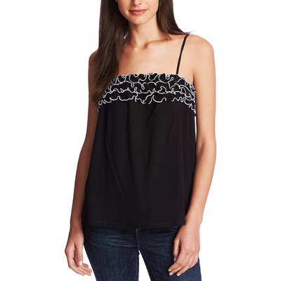 Cece Ruffle Neck Knit Camisole, Black