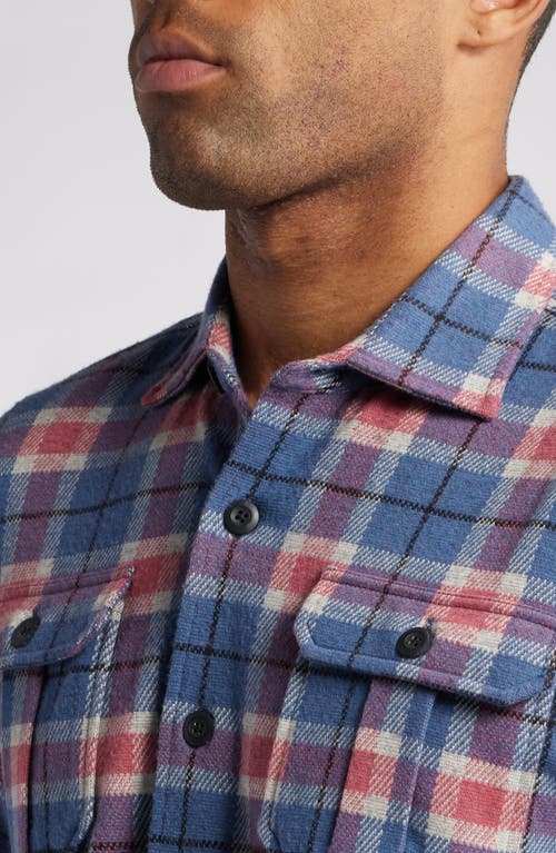 Shop Johnnie-o Kaden Plaid Knit Flannel Button-up Shirt In Laguna Blue