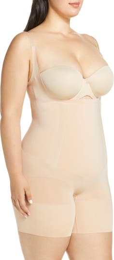 Spanx Plus Size Oncore open bust mid thigh super firm shaping body in beige