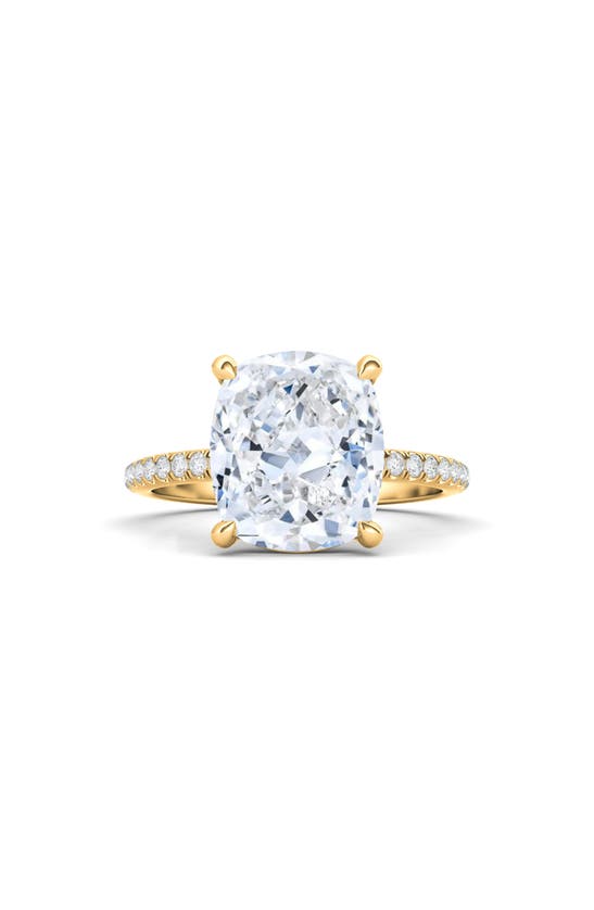 Hautecarat Everyday By Cushion & Pavé Lab Created Diamond 18k Gold Ring In 18k Yellow Gold