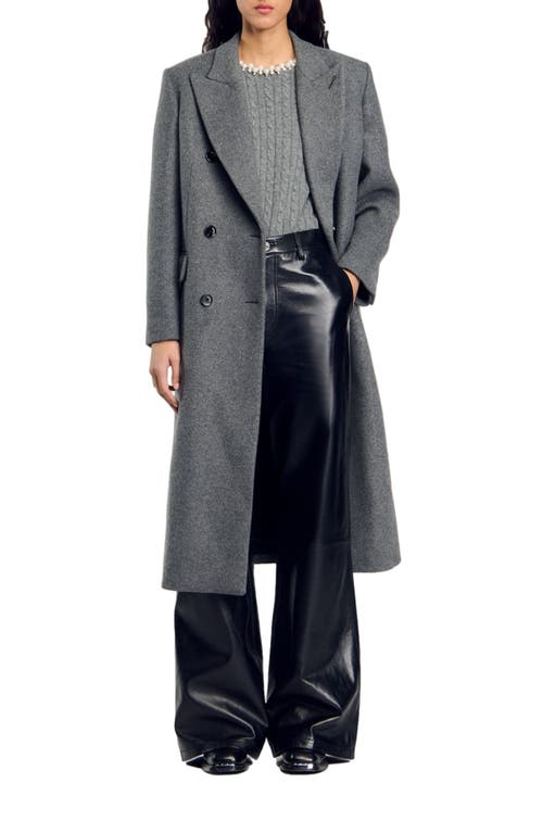 Sandro Tweed Wide Leg Pants In Grey