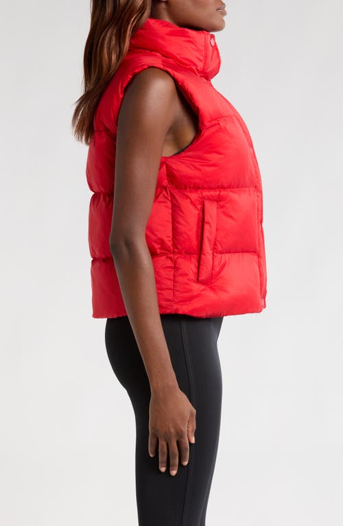 Beyond Yoga Big Cozy Puffer Vest In Ruby Red