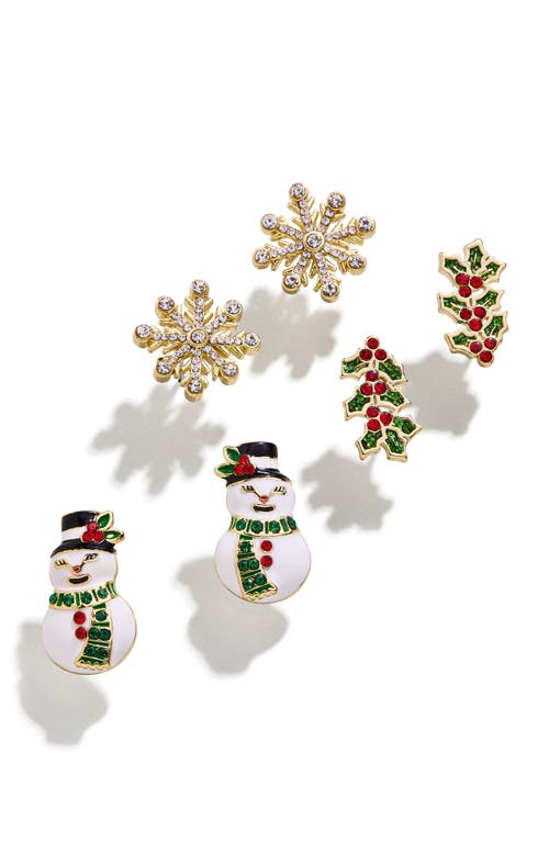 BaubleBar Winter Wonderland Set of 3 Stud Earrings in Multi 