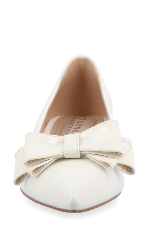Journee Collection Ophelia Bow Pointed Toe Flat In Patent/white