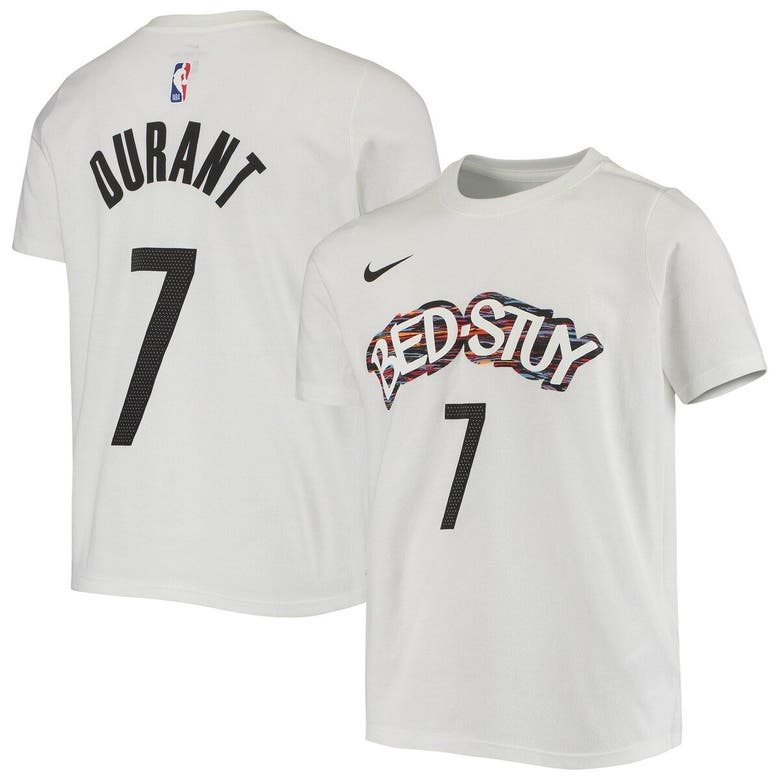 Nike Kids' Youth  Kevin Durant White Brooklyn Nets Name & Number Performance T-shirt
