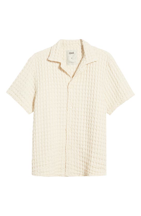 Shop Oas Waffle Knit Camp Shirt In Off White