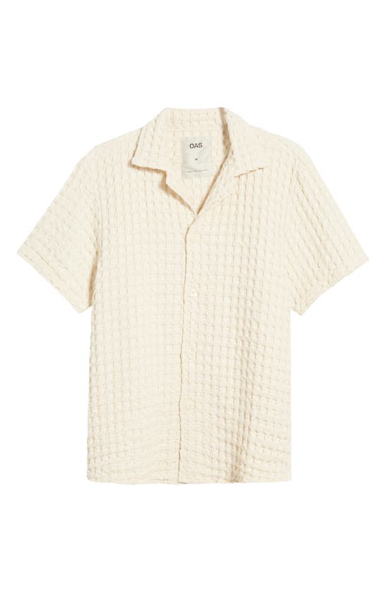 Oas Waffle Knit Camp Shirt In Off White