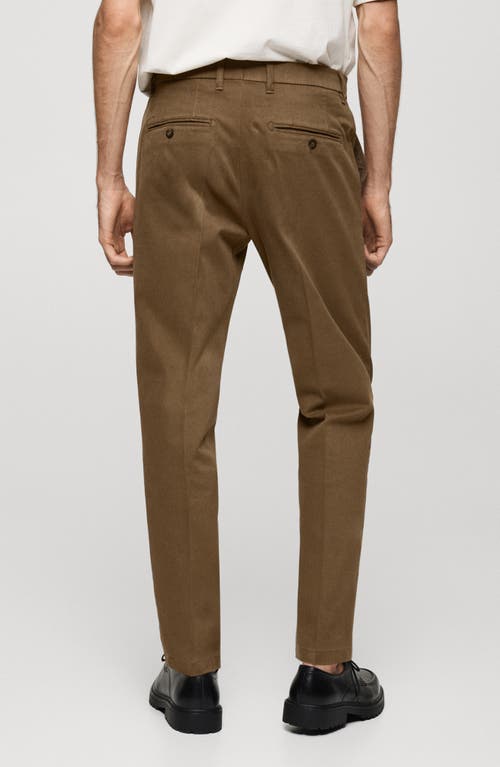 Mango Regular Fit Cotton Pants In Khaki