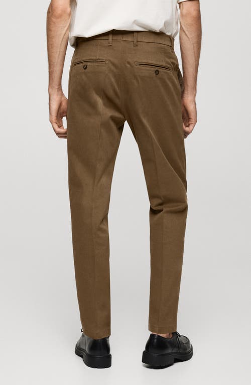 Shop Mango Regular Fit Cotton Pants In Khaki