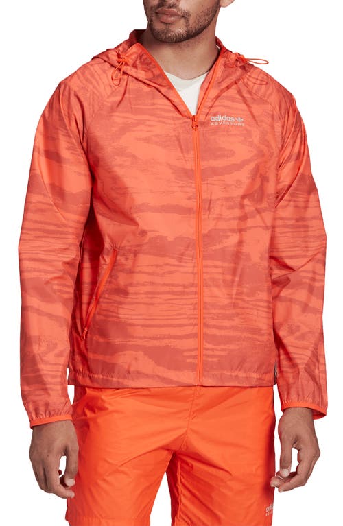 adidas Originals Adventure Woodwave Windbreaker Jacket in Semi Solar Red/Altered Amber