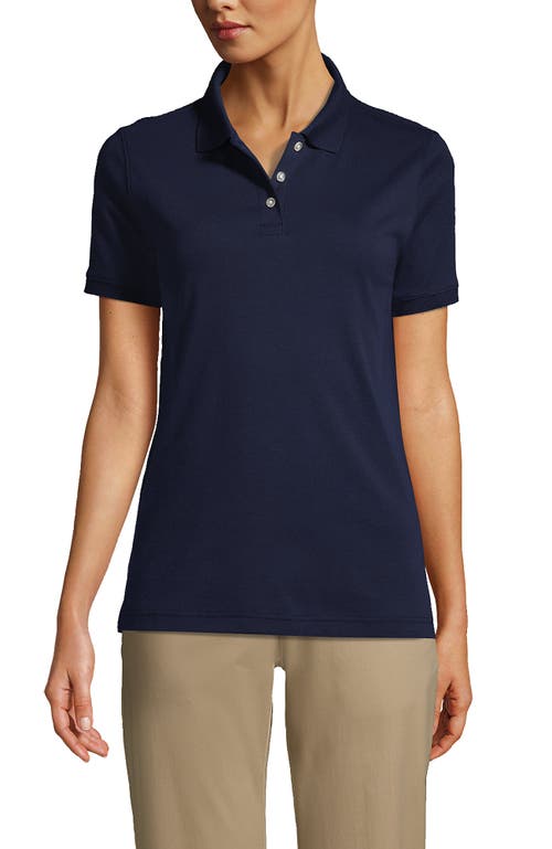 Shop Lands' End School Uniform  Short Sleeve Interlock Polo Shirt In Classic Navy