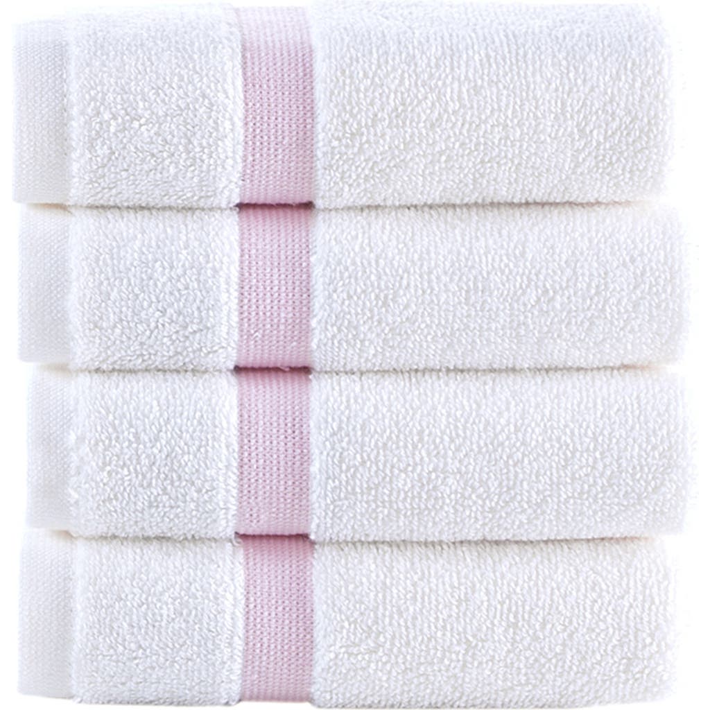 Shop Brooks Brothers Contrast Border 4-piece Towel Set In Pink