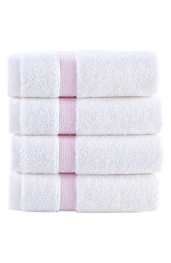 Brooks Brothers Contrast Border 4-piece Towel Set In Pink
