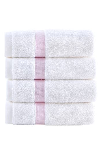Brooks Brothers Contrast Border 4-piece Towel Set In White/pink
