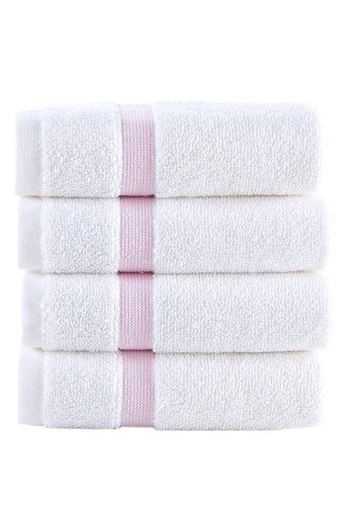 Shop Brooks Brothers Contrast Border 4-piece Towel Set In Pink