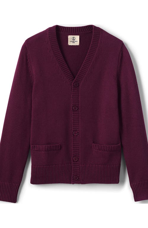 Shop Lands' End School Uniform Boys Cotton Modal Button Front Cardigan Sweater In Burgundy