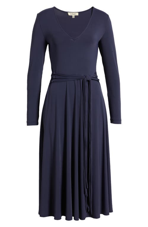 Shop Du Paradis Singapore Long Sleeve Dress In Navy