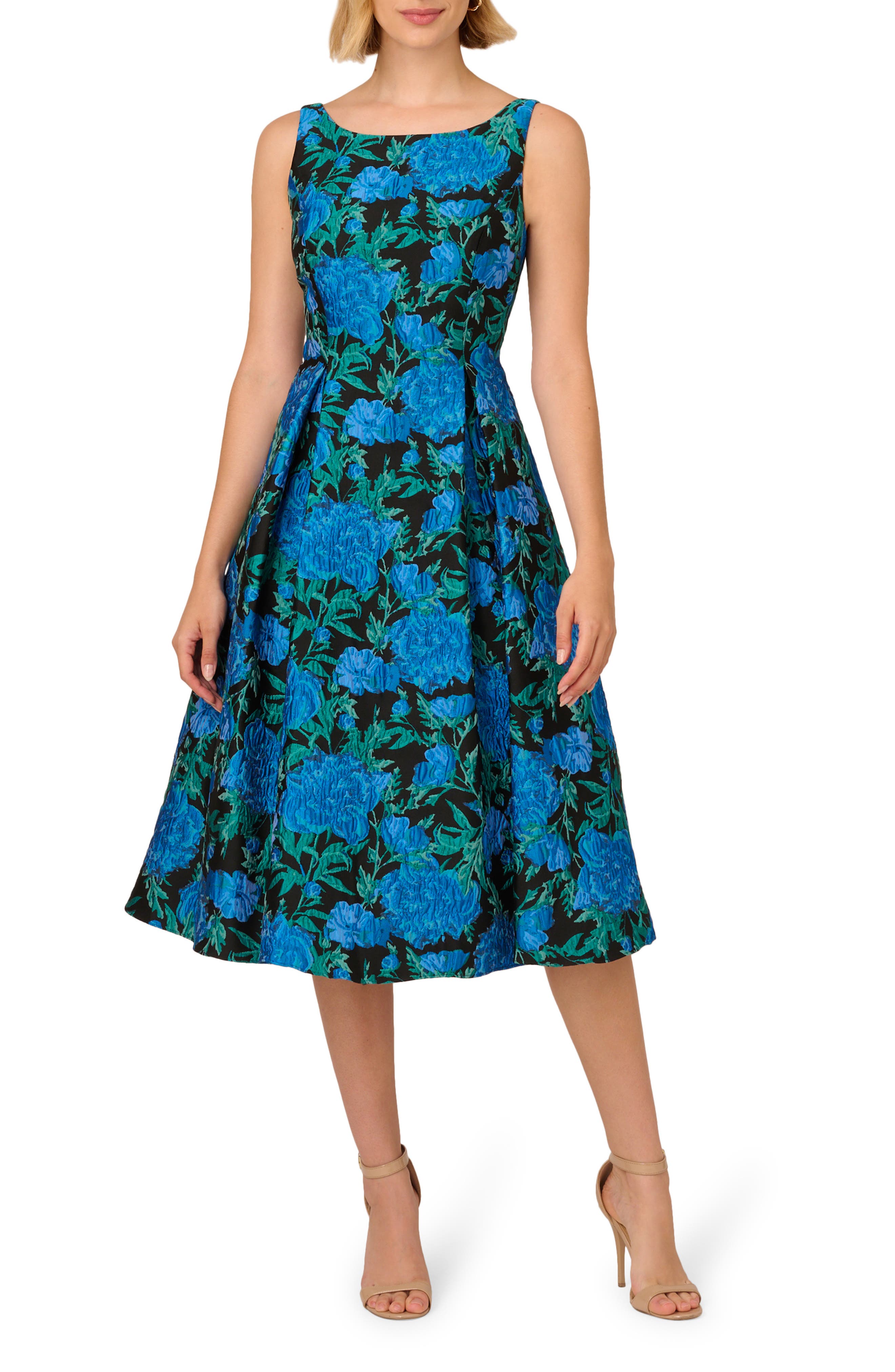 Adrianna Papell Floral Jacquard A-Line Cocktail Dress | Nordstrom