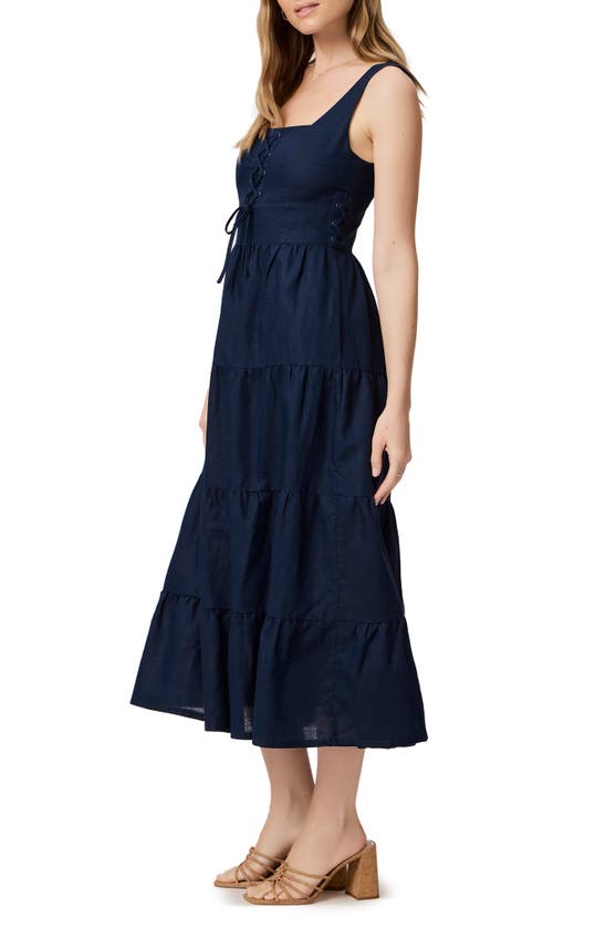 Shop Paige Ophella Sleeveless Linen & Cotton Sundress In Navy