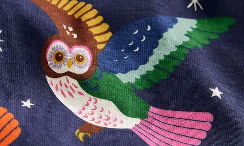 Mini Boden Kids' Owl Print Glow In Starboard Blue Owls