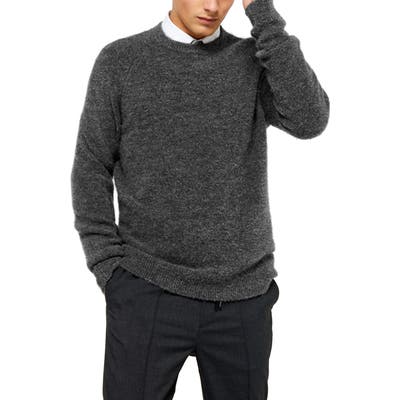 Topman Harlow Classic Fit Solid Crewneck Sweater, Grey
