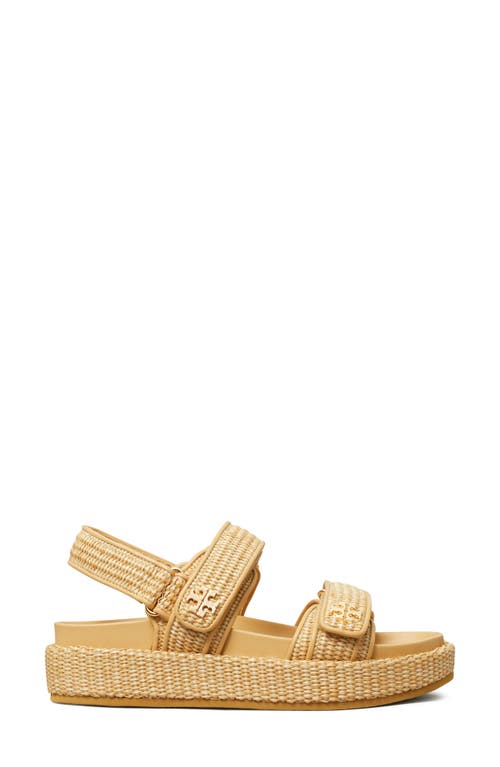 Tory Burch Raffia Kira Open Toe Textured Sole Sandals In Natural Raffia
