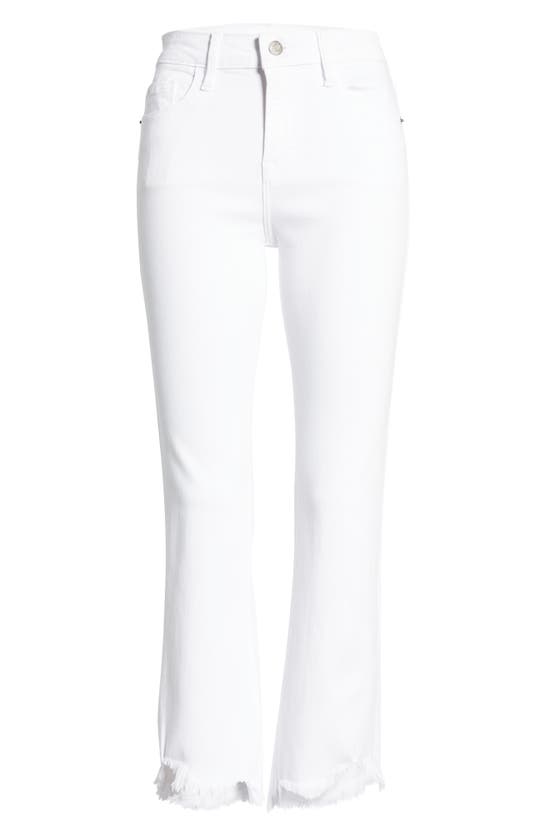 Hidden Jeans Fray Hem Crop Flare Jeans In White