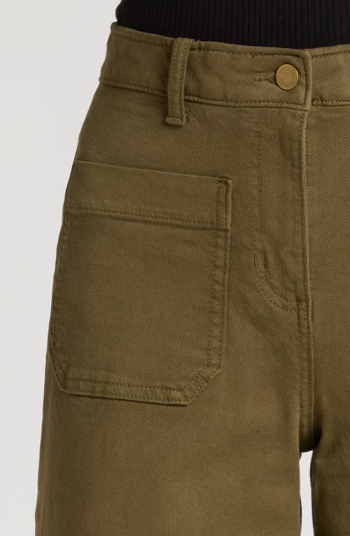 Shop Caslonr Caslon(r) Ultra High Waist Patch Pocket Wide Leg Pants In Olive Burnt