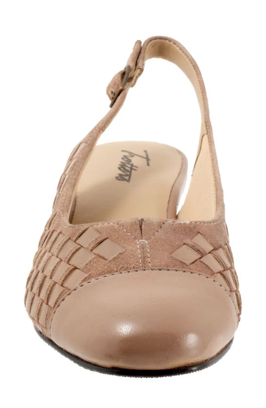 Trotters Dea Woven Slingback Pump In Taupe Suede