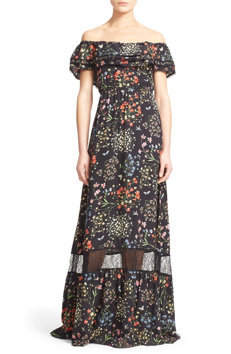 Alice + Olivia 'Cheri' Floral Print Off the Shoulder Maxi Dress | Nordstrom