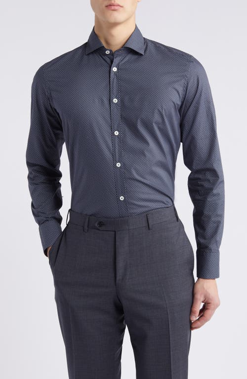 Canali Micropattern Dress Shirt Navy at Nordstrom,