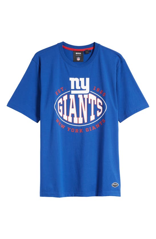 Shop Hugo Boss X Nfl Stretch Cotton Graphic T-shirt In New York Giants Dark Blue