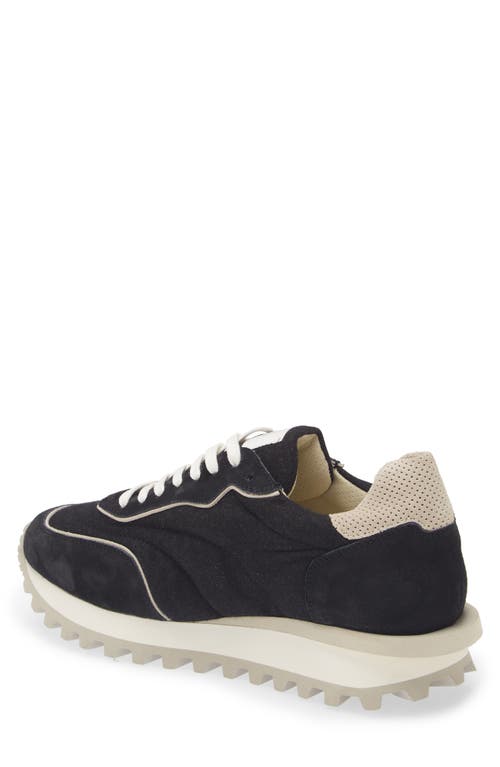 Eleventy Mixed Media Runner Sneaker In Carbon And Carbon And Sand